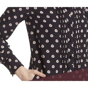 Kate Spade Ditsy Floral Silk Shirt Dress Long Sleeve Twee Preppy Pleat Front L